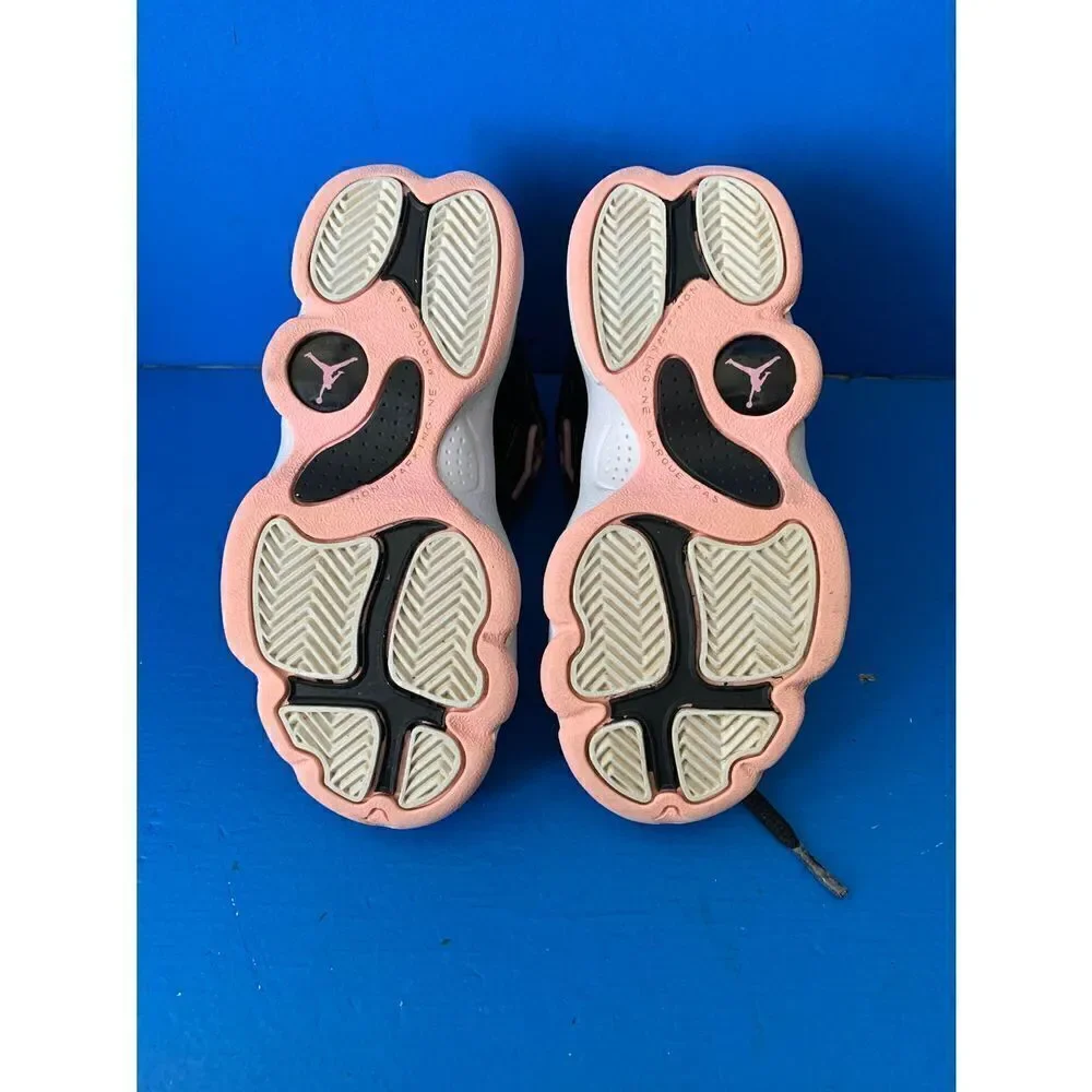 Nike 323431-002 Air Jordan 6 Rings Black PinkLeather Sneaker Shoes Youth US 11C